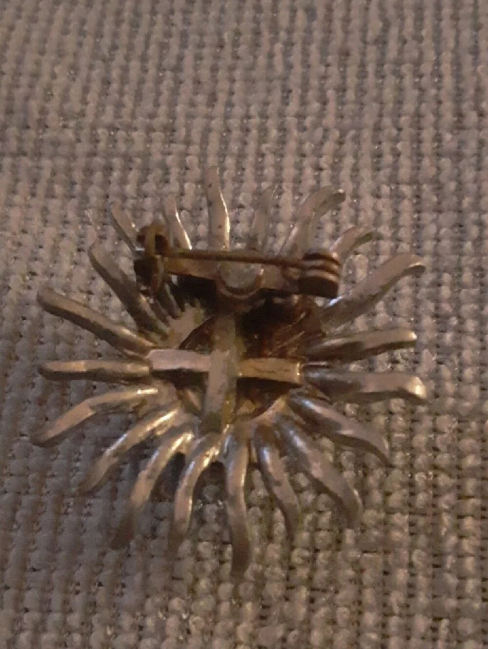 Silver Tone Sunburst Crystal Brooch - Unbranded